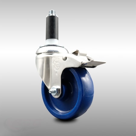 Service Caster 4 Inch 316SS Solid Poly Swivel 1 Inch Expanding Stem Caster Lock Brake SCC SCC-SS316TTLEX20S414-SPUS-1